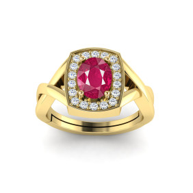 2.25 Ratti 1.50 Carat Ruby Manik Original Certified Gold Plated Gemstone Ring With Lab Certificate