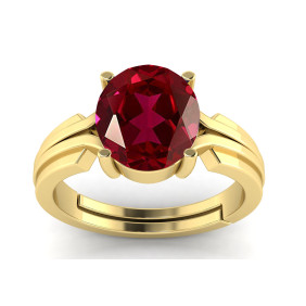 5.25 Ratti 4.45 Carat Natural Ruby Manik Gemstone Gold Plated Adjustable Ring For Men And Women
